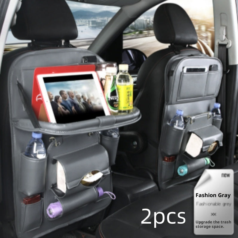 Organisateur de siège auto en similicuir – gris (lot de 2)