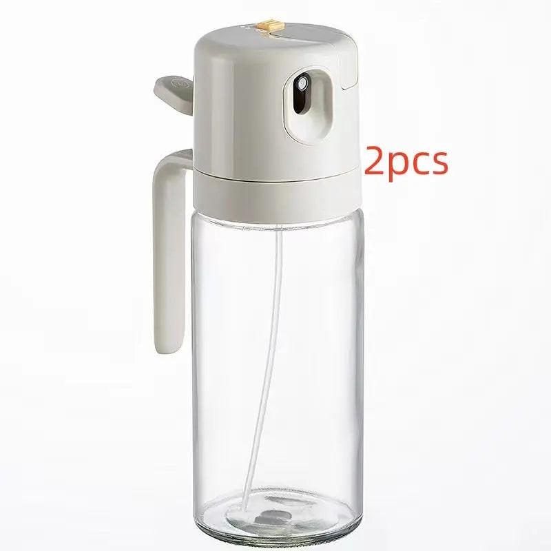 Vaporisateur et verseur d'huile 2-en-1 en verre – 550 ml gris chaud, 2 pièces