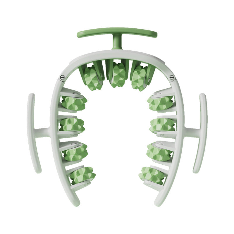 Manual Body Massage Roller, 11 Wheels – white and green
