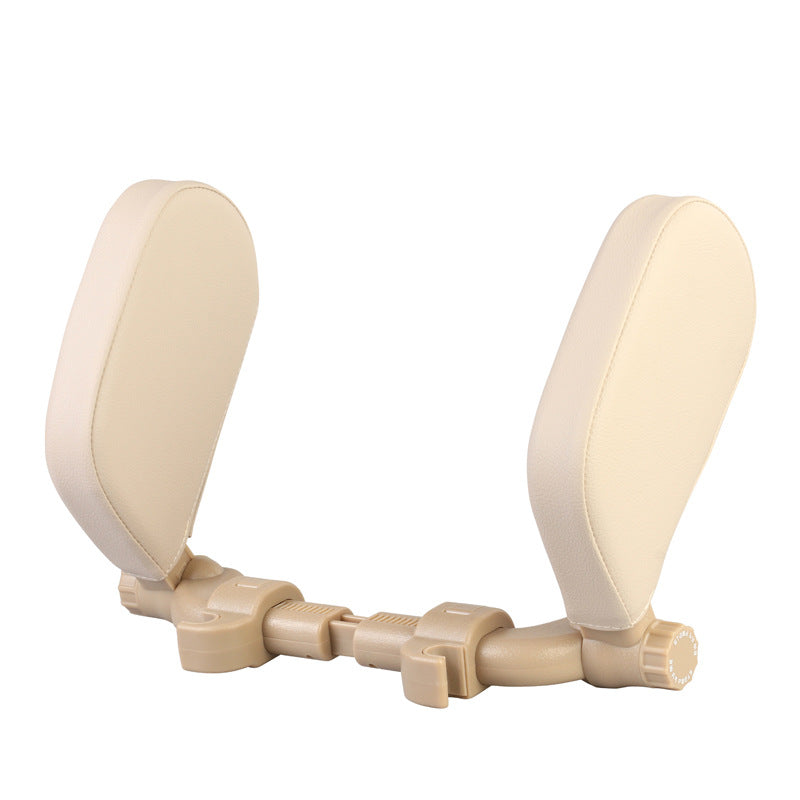 Oreiller de nuque réglable pour voiture – beige et blanc