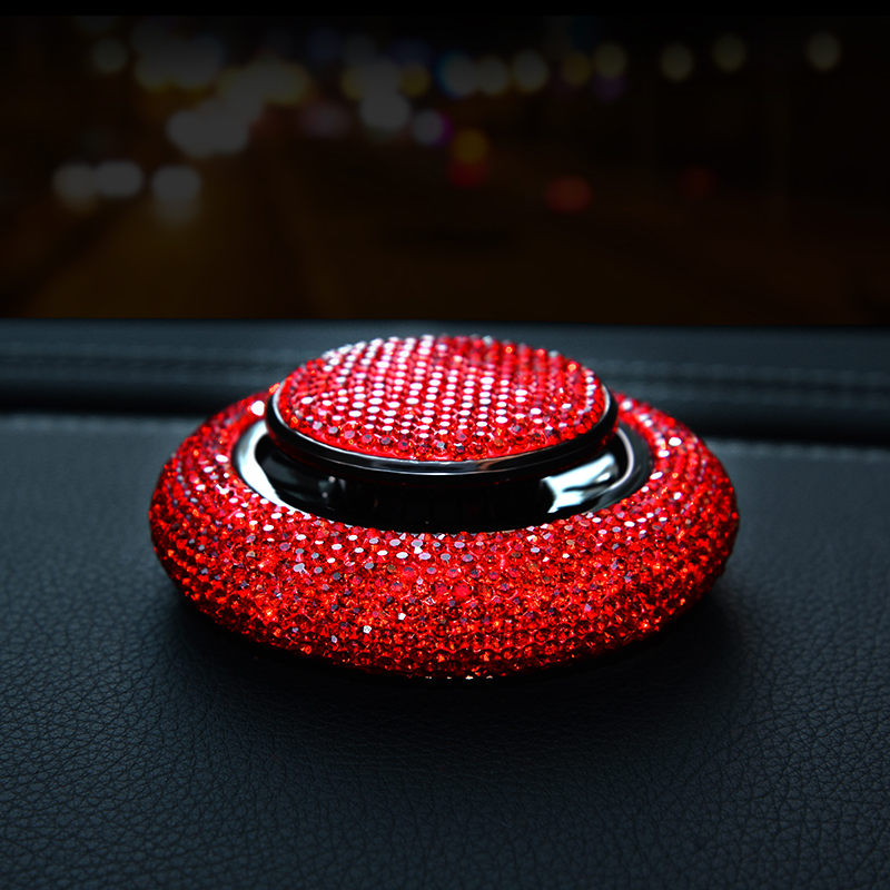 UFO Design Car Perfume Holder with Rhinestones – red