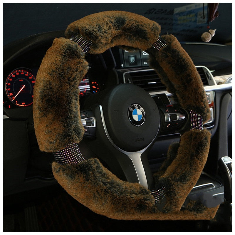 Couvre-volant en peluche 38 cm – marron et jaune