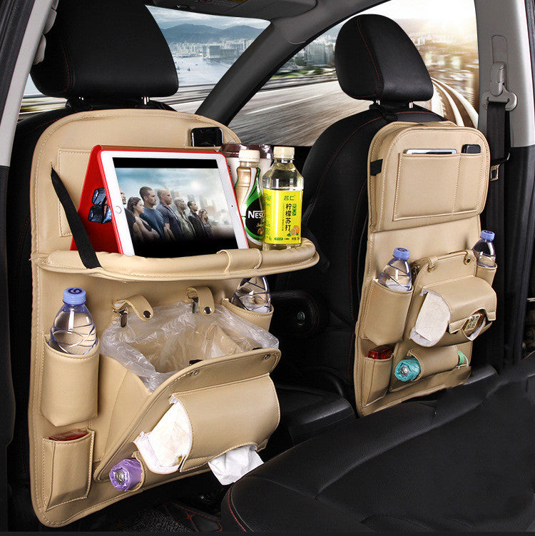 Organisateur de siège auto en similicuir – beige
