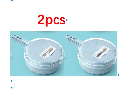 Mandoline 8-en-1 avec passoire et protège-main – bleu, lot de 2