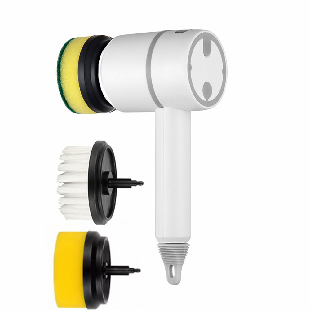 Brosse de nettoyage électrique sans fil USB – blanc, 3 têtes de brosse, 1200 mAh