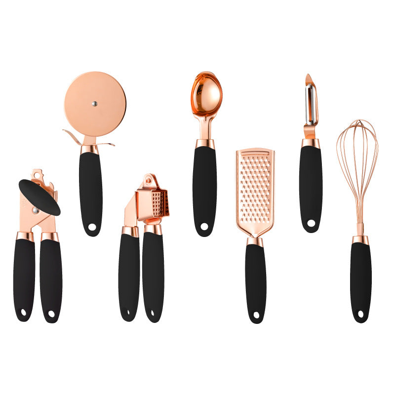 Set d'ustensiles de cuisine 7 pièces cuivre – noir