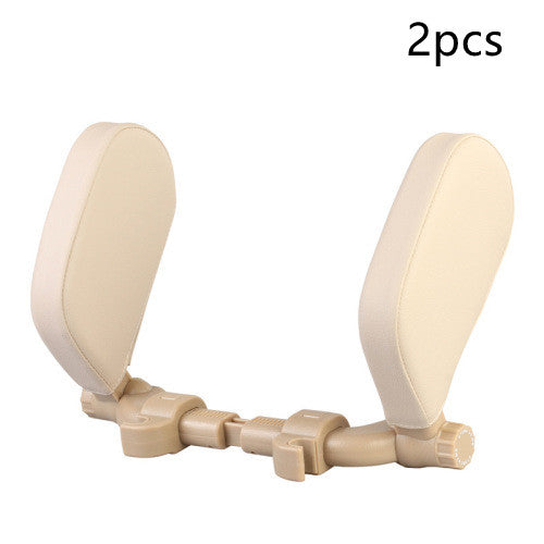 Oreiller de nuque réglable pour voiture – similicuir beige (lot de 2)