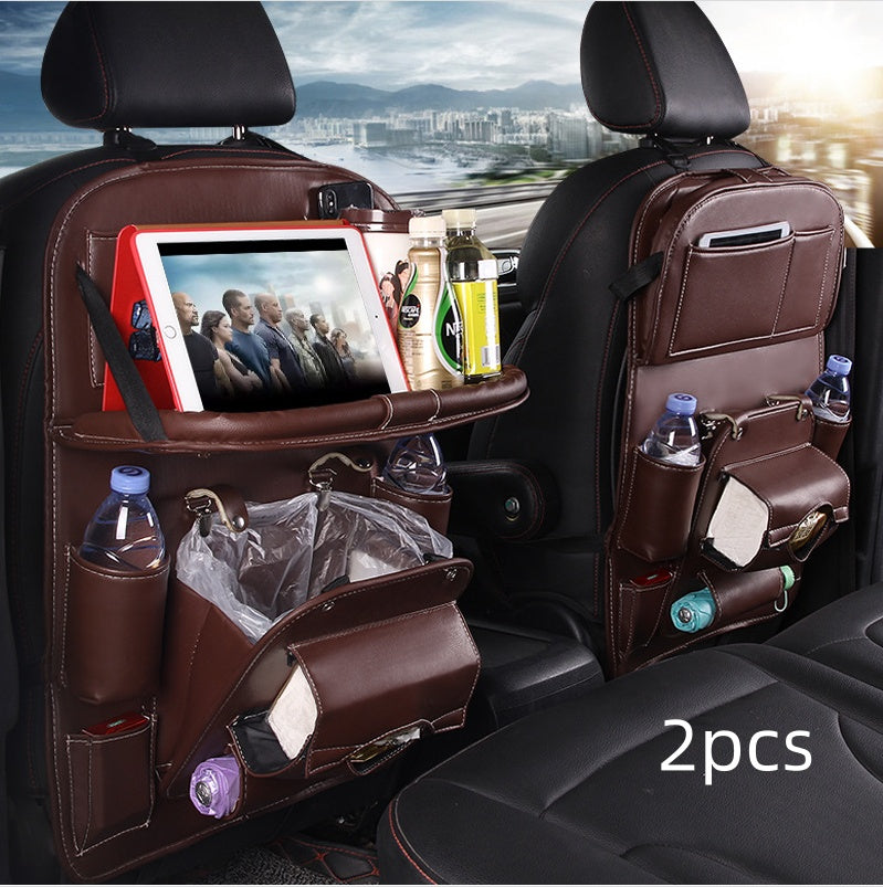 Organisateur de siège auto en similicuir – café (lot de 2)