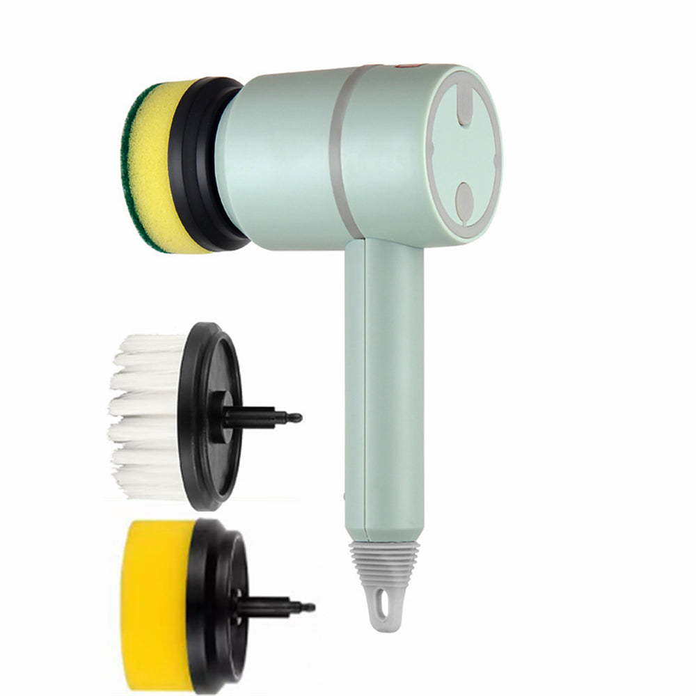 Brosse de nettoyage électrique sans fil USB – vert, 3 têtes de brosse, 1200 mAh