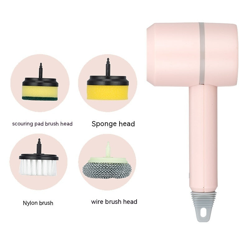 Brosse de nettoyage électrique sans fil USB – rose, 4 têtes
