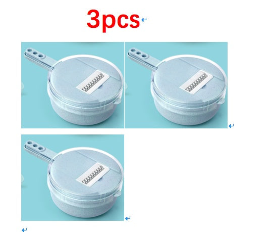 Mandoline 8-en-1 avec passoire et protège-main – bleu, lot de 3