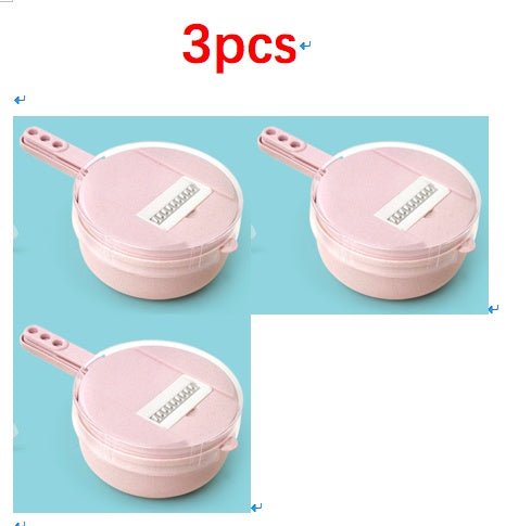 Mandoline 8-en-1 avec passoire et protège-main – rose, lot de 3
