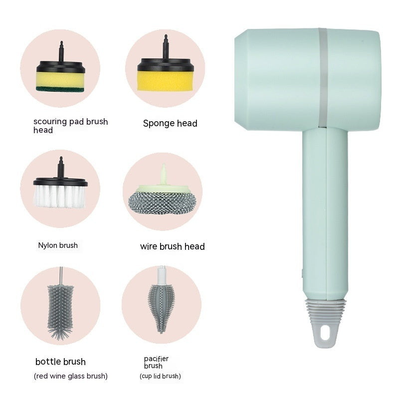 Brosse de nettoyage électrique sans fil USB – vert, 6 têtes