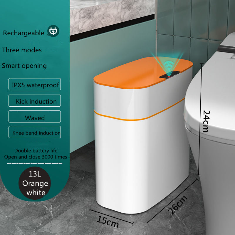 Poubelle intelligente à capteur automatique – orange, 13L
