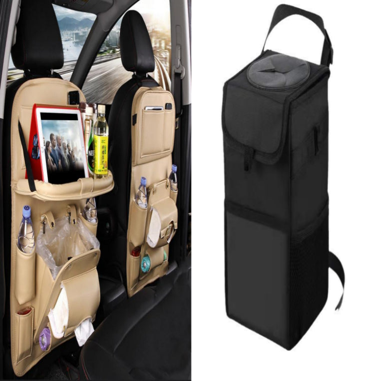 Organisateur de siège auto en similicuir – beige (lot 1)