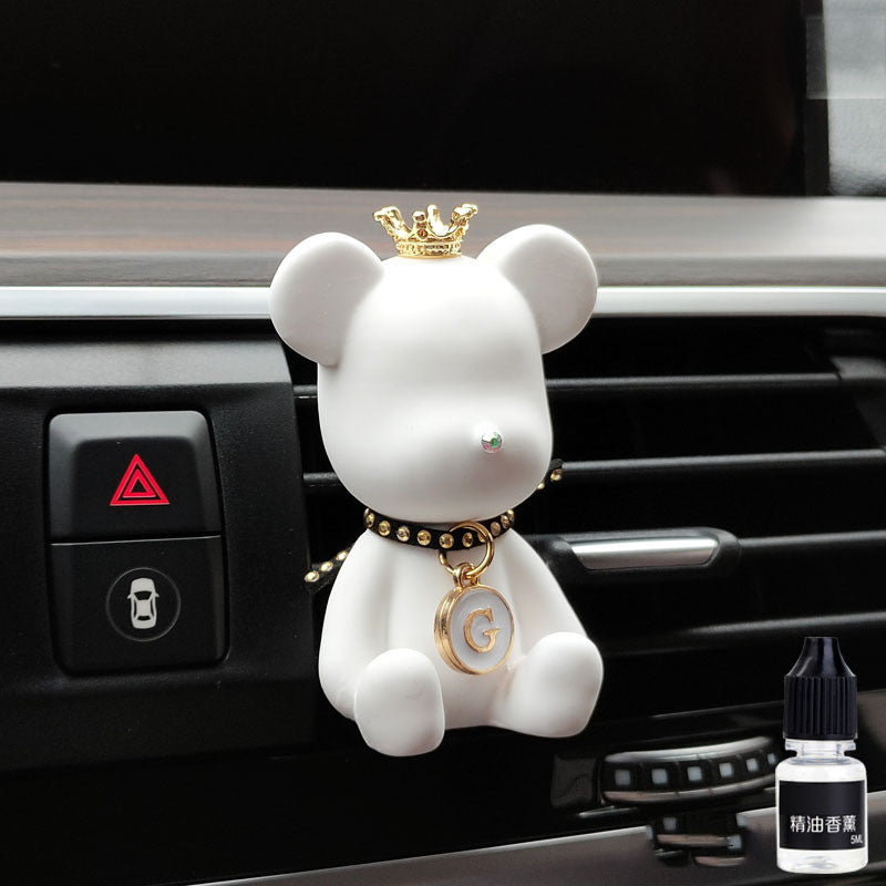 Clip parfum auto pour grille d'aération, ours – ours blanc à rivets