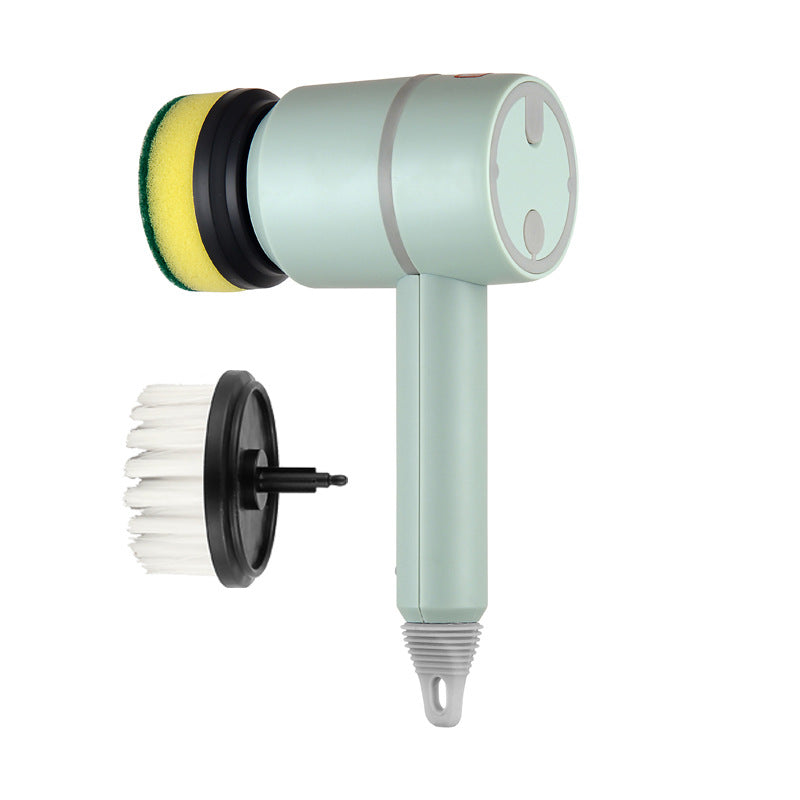 Brosse de nettoyage électrique sans fil USB – vert, 2 têtes de brosse, 1200 mAh