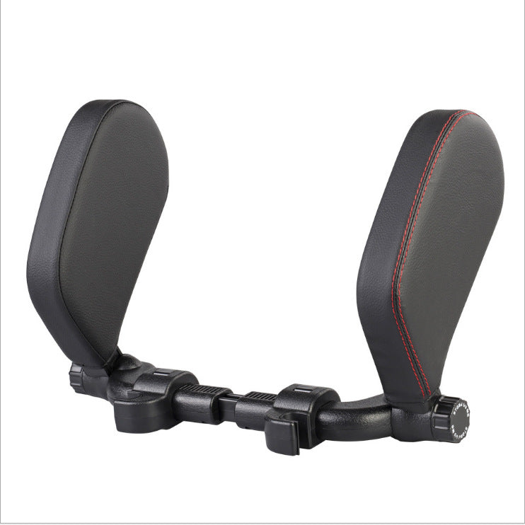 Oreiller de nuque réglable pour voiture – similicuir noir et rouge