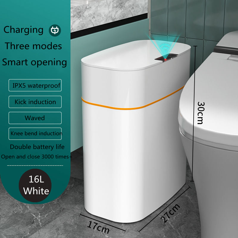 Poubelle intelligente à capteur automatique – blanc, 16L