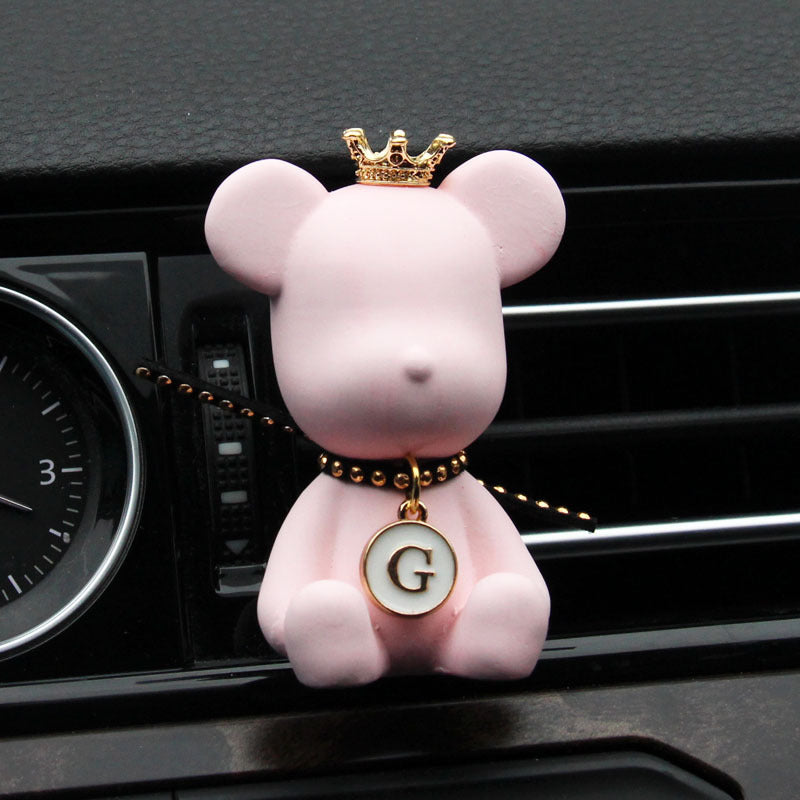 Clip parfum auto pour grille d'aération, ours – ours rose à rivets