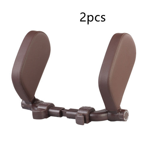 Oreiller de nuque réglable pour voiture – similicuir café (lot de 2)