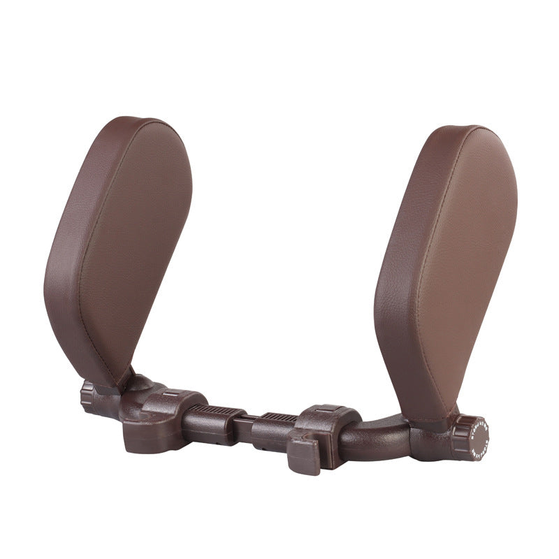 Oreiller de nuque réglable pour voiture – similicuir café