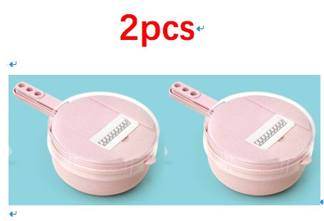 Mandoline 8-en-1 avec passoire et protège-main – rose, lot de 2