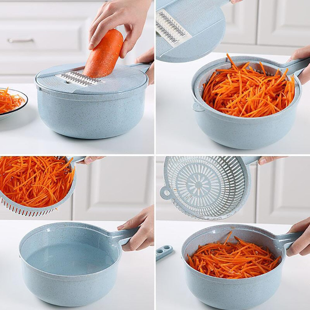 Mandoline 8-en-1 avec passoire et protège-main – photo 7