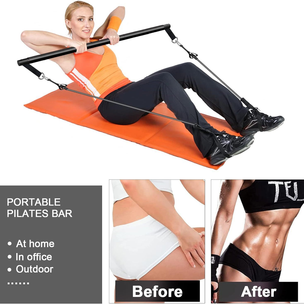 Pilates-Stange mit Widerstandsbändern – Übungen