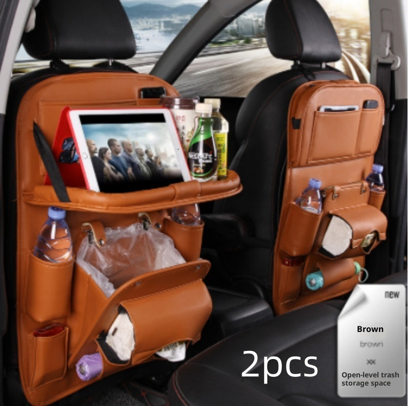 Organisateur de siège auto en similicuir – marron (lot de 2)