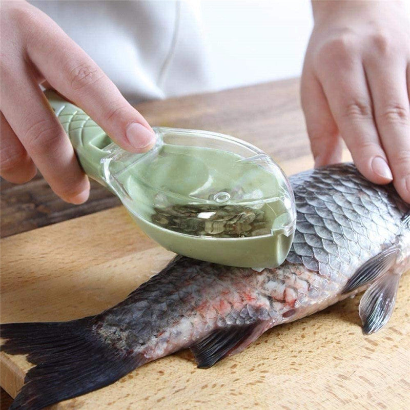 Écailleur à poisson anti-projections – 16 × 5,5 × 4,2 cm, vert (modèle 2)
