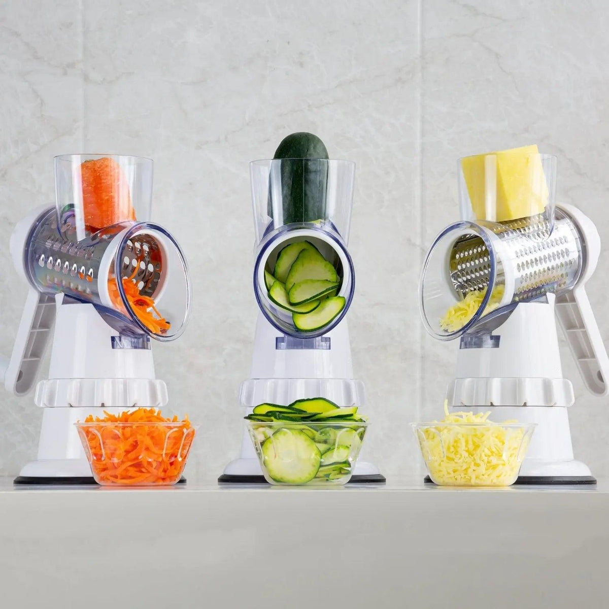 Trancheur à légumes manuel 3-en-1, lames inox – photo 2