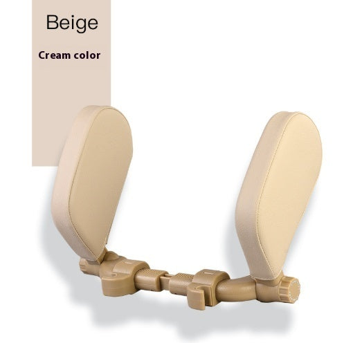 Oreiller de nuque réglable pour voiture – similicuir beige