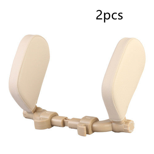 Oreiller de nuque réglable pour voiture – beige et blanc (lot de 2)