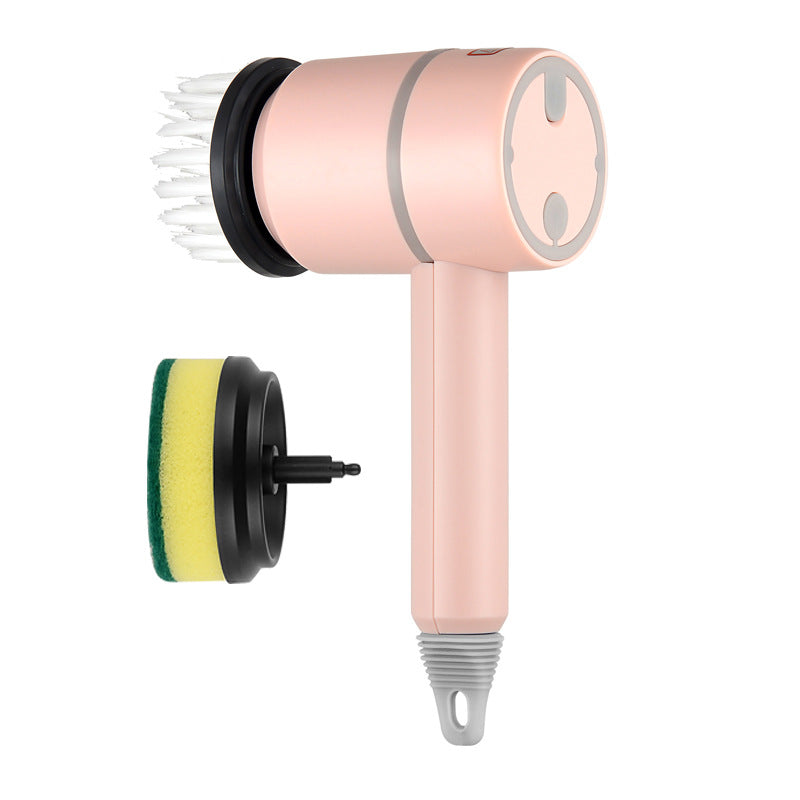 Brosse de nettoyage électrique sans fil USB – rose, 2 têtes de brosse, 1200 mAh