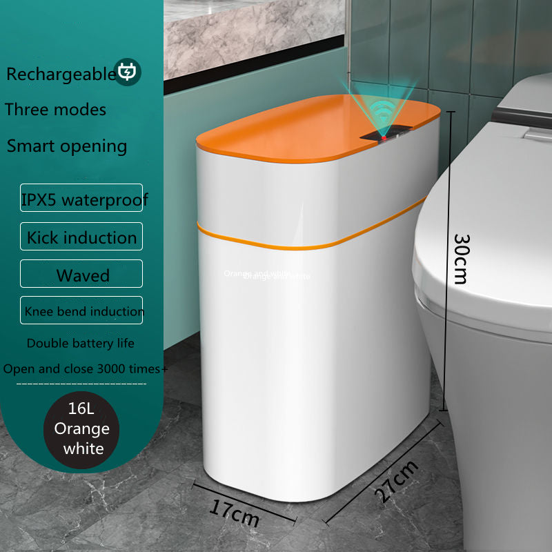 Poubelle intelligente à capteur automatique – orange, 16L